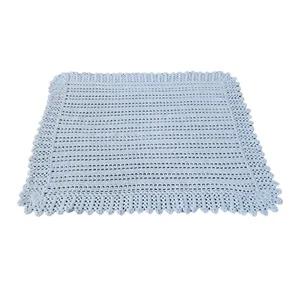 Manta bebé ganchillo regazo afgano tiro pastel azul claro 29"x34" hecha a mano - Imagen 1 de 7