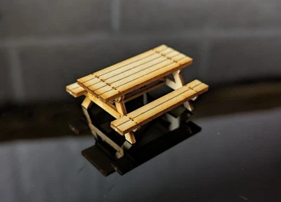 7 Pack Picnic Tables Kit - O Scale Real Wood O Gauge Park Picnic Table Scenery - Image 1 of 3
