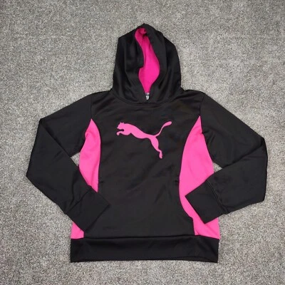 Puma Sudadera con Capucha Niñas XL 16 Negro Rosa Pullover Canguro Bolsillo Pulgares Juveniles Foto 1 de 4