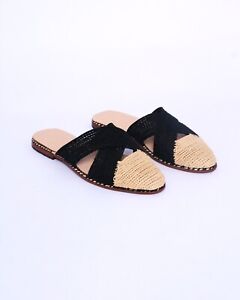 Raffia Sandals,Handmade Shoes,Moroccan Babouche ,Handwoven Slippers, Women shoes