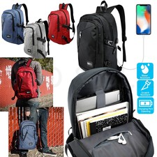 Anti-theft Mens Womens USB Charging Backpack Laptop Notebook Travel School Bag