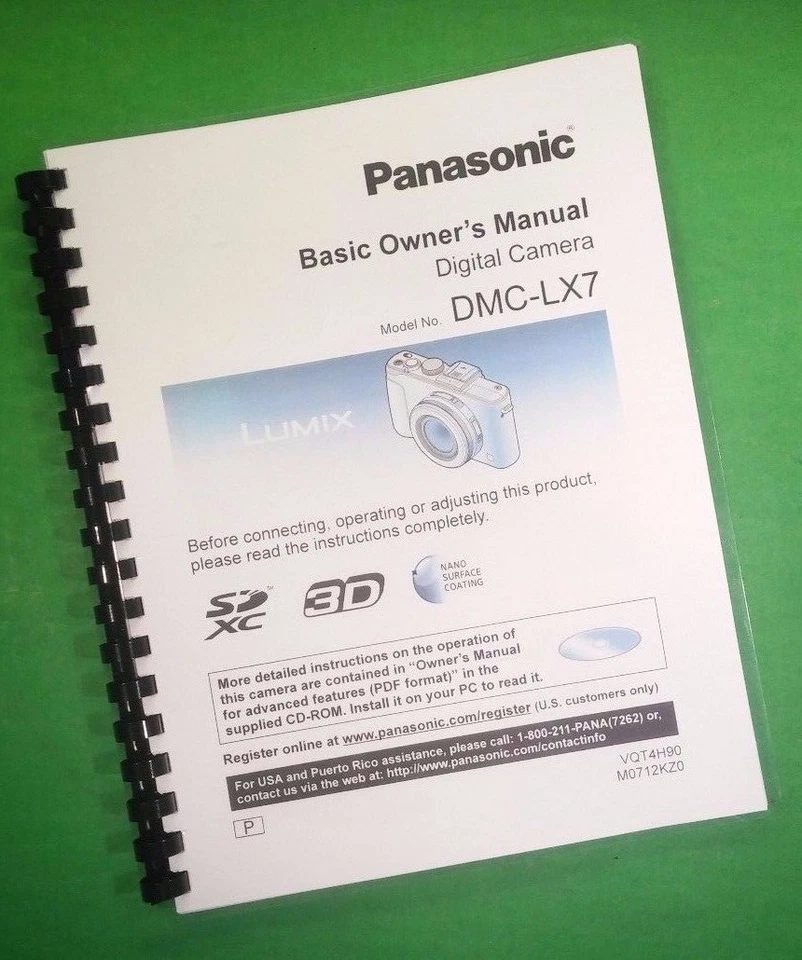 Manual del propietario para cámara Panasonic DMC-LX7 ¡36 páginas con cubiertas transparentes! Foto 1 de 1