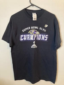 Men’s Large Baltimore Ravens Super Bowl XLVII Champions T Shirt Black NWT 2012 - Picture 1 of 4