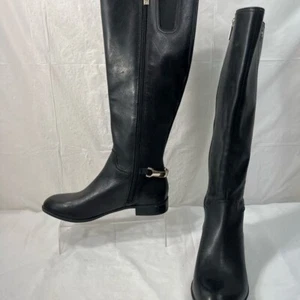 Anne Klein Kacey Wide Calf Riding Boots Black Knee High Leather Boots, Size 6 - Picture 1 of 16