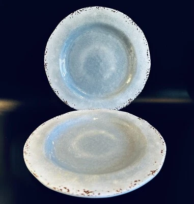 Pier 1 импорт Carmelo меламин салат тарелки синий серый треск набор из 2 новый - Изображение 1 из 4