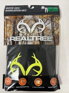realtree SLBNTI713101 boys 2pc baselayer set, black/yellow, size small - Picture 1 of 5