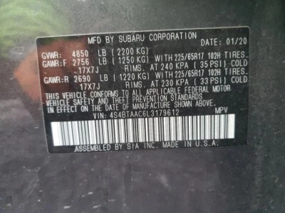 Used Rear Suspension Stabilizer Bar fits: 2020 Subaru Legacy rear Wagon Outback - Image 1 of 4