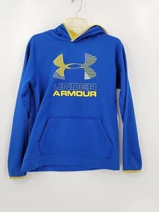 Under Armour Youth Hoodie XL Blue Yellow Logo Graphic Loose Fit  - Picture 1 of 5