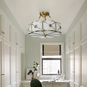 18" Classic Tiffany Style Ceiling Light Chandelier Semi Flush Mount Pendant Lamp - Picture 1 of 15