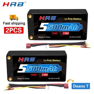 2PCS LiPo Battery 7.6V 5500mAh 2S 120C for Smart Race Hardcase T+XHR Shorty HV