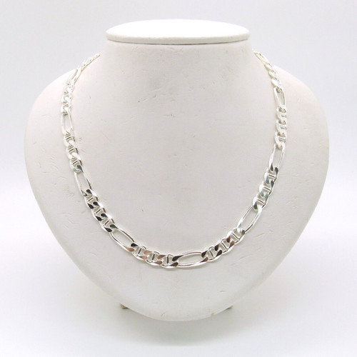 NUOVA COLLANA FIGARO GUCCI DA UOMO ARGENTO STERLING .925 PLACCATA IN RODIO 24" 7 MM