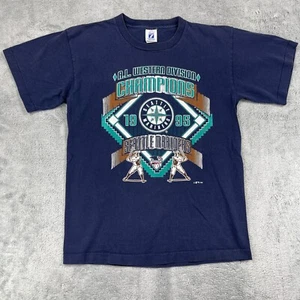 Vintage Seattle Mariners AL Western Division Champions Logo 7 T-Shirt Youth XL - Picture 1 of 9