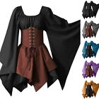 Women Halloween Corset Dress Renaissance Medieval Trumpet Sleeve Gothic Dress