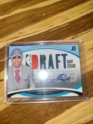 Bobcats DJ Augustin Draft Day Issue Bowman 2008 Jersey Patch Card #19/50 - Image 1 of 2