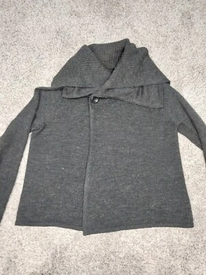 Valerie Bertinelli Medium Italian Merino Wool Button Cardigan Sweater Dark Gray - Image 1 of 4
