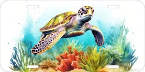 TURTLE TURTLES DESIGN YOUR OWN ASSORTED UV PRINTED METAL LICENSE PLATE T - Picture 1 of 4