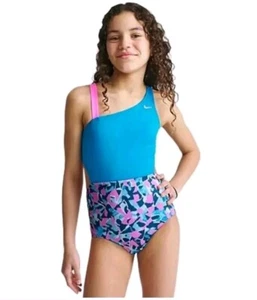 Nike Girls Shred Camo Asymmetrical Monokini One Piece Swimsuit Size XL NWT - Picture 1 of 6