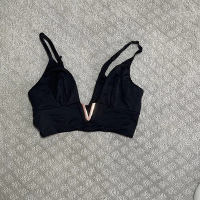 Victoria’s Secret Very Sexy V Metal Longline Bralette Bra xs black and gold  - Image 1 of 3