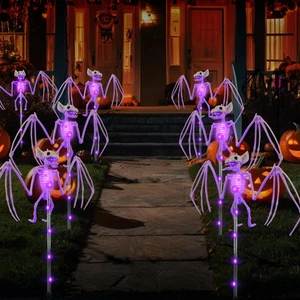 Halloween Decorations Outdoor Solar Garden Lights,2Packs 3D Scary Bat Realistic - Picture 1 of 7