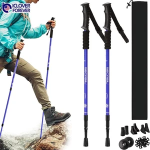 2PCS Trekking Hiking Poles Walking Sticks Adjustable Aluminum Alpenstock w/ Tips - Picture 1 of 8