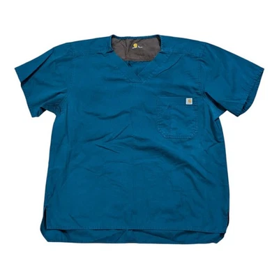 Carhartt Scrub Top Mens Classic Fit Heavyweight Turquoise V Neck Size Large - Image 1 of 4