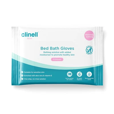 BRAND: CARELL Carell Bed Bath Gloves - Pack of 8 - Easy to use, Containing Aloe...