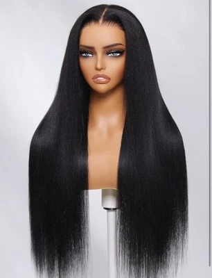 LUVME Yaki Straight HD Glueless Pre-Cut Closure Wig Type 4C with Curly Edges - Image 1 of 4