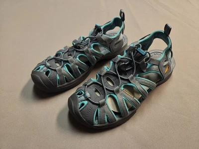 Sandálias femininas KEEN Whisper cinza azul-petróleo tamanho 9 impermeável lavável sapatos de caminhada - Imagem 1 de 4