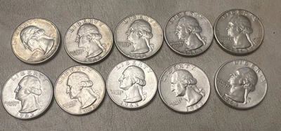 Lot Of 10 Vintage  1963 Quarters Silver Coins 90% Uncirculated - Image 1 of 4