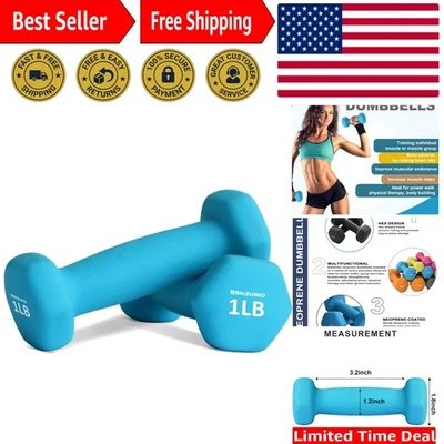 Blue Hexagonal Neoprene Dumbbells - 1 lb Weights for Yoga & Strength Training - Image 1 of 4