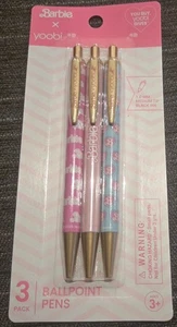 Yoobi x Barbie 3er Pack Kugelschreiber schwarze Tinte 1,0 mm mittlere Spitze, neu versiegelt  - Bild 1 von 3