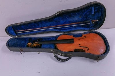 Antique - German 4/4 Stradivarius Violin - Needs Strings w/ Case & Bow - Image 1 of 4