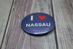 Vtg I Love Nassau Round Pin Blue - Picture 1 of 2