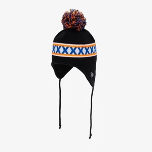 New Era Kids Knit Line Ear Flap Beanie, Black - Picture 1 of 6