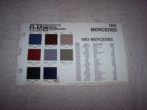 1983 MERCEDES EXTERIOR R-M PAINT CHIP COLOR CHART   #378 - Picture 1 of 1