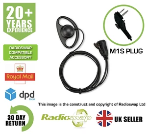 D-SHAPE EARPIECE WITH MIC & PTT FITS HYTERA PD405 PD485 PD505 TWO WAY RADIO - Zdjęcie 1 z 9