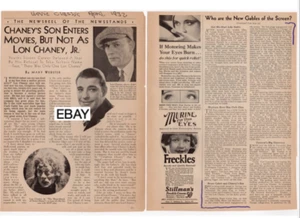LON CHANEY JR. 1932 TWO ORIGINAL VINTAGE MOVIE CLIPPINGS COMPLETE HORROR - Picture 1 of 1
