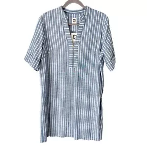 Anne Klein Dress Women's 14 Striped Shift Minimalist Career Neutral NWT - Picture 1 of 9
