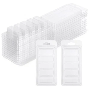 50 Pcs Wax Melt Containers, 5-Cavity Wax Melt Clamshell Molds,Clear Empty5023 - Picture 1 of 6