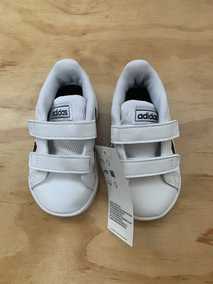 adidas Grand Court I White Black Strips EF0118 Toddler Size 4k Classic
