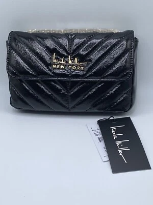 Nicole Miller New York Black Quilted Chain Strap Crossbody Bag Purse Small NWT - Image 1 of 4