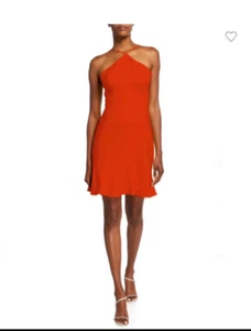 AIDAN MADOX COCKTAIL RED DRESS WITH GODET SKIRT, HALTER NECK, SIZE 4 - Picture 1 of 12