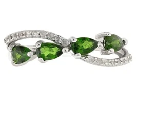 925 Sterling Silver 5x3MM Pear Lab Created Emerald Ring Cubic Zirconia Gift Ring - Picture 1 of 2