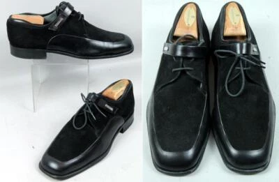 Zapatos de vestir de gamuza de cuero negro Moreschi Italia para hombre con logotipo 8 Foto 1 de 4