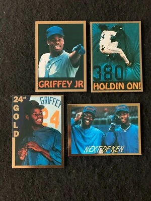Juego de 4 cartas 1991 Alrak Griffey Gazette borde dorado Ken Griffey Jr. Mariners Salón de la fama Foto 1 de 2
