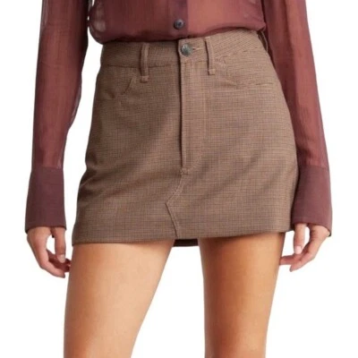 NUEVO CON ETIQUETAS Minifalda Rag & Bone Itty Bitty Lana Cuadros Espiga Talla 10 VENTA AL POR MENOR $375 Foto 1 de 4
