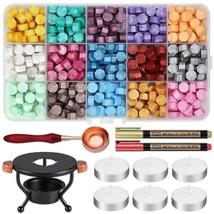 Wax Seal Kit 310 Pcs, 15 Colors, Warmer, Spoon, Candles & Pens for Crafts - Picture 1 of 1