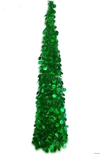5Ft Collapsible Pop up Green Snowflake Christmas Tree NEW - Picture 1 of 9