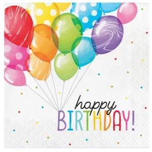 Happy Birthday Party Supplies Balloon Bash Lunch Napkins 16Pk Tableware Boy Girl - Picture 1 of 1