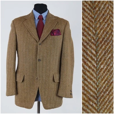 Chaqueta de tweed espiga para hombre 40R talla UK JOS.A.BANK abrigo deportivo de lana marrón blazer Foto 1 de 4